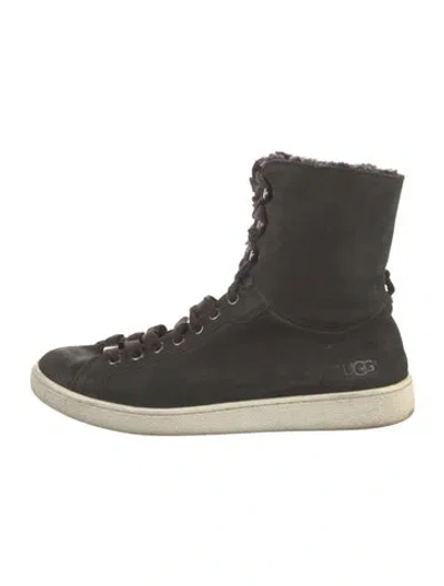 Pre-owned Ugg Suede Lace-up Boots In Black