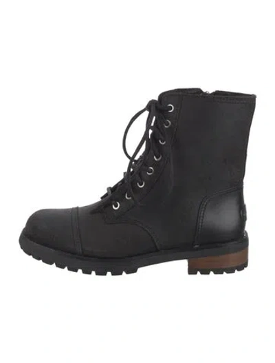 Pre-owned Ugg Suede Lace-up Boots In Black