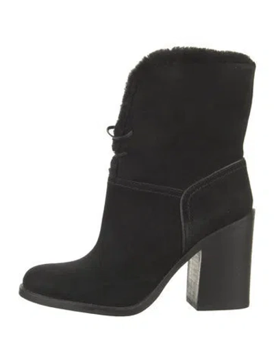 Pre-owned Ugg Suede Lace-up Boots In Black