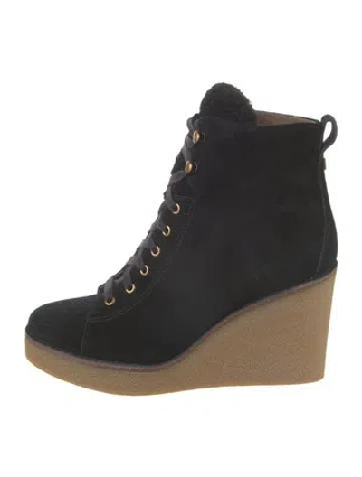 Pre-owned Ugg Suede Lace-up Boots In Black
