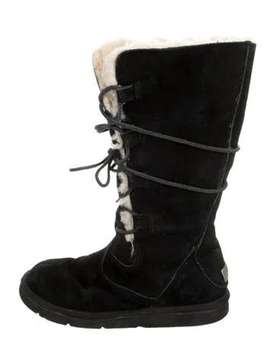 Pre-owned Ugg Suede Lace-up Boots In Blue