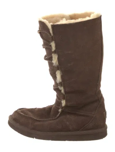 Pre-owned Ugg Suede Lace-up Boots In Blue