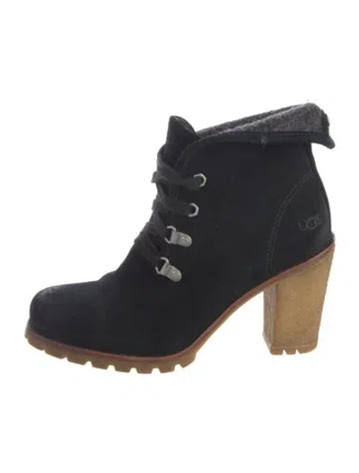 Pre-owned Ugg Suede Lace-up Boots In Blue