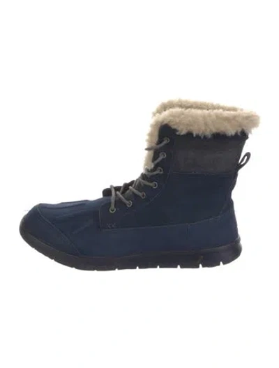 Pre-owned Ugg Suede Lace-up Boots In Blue