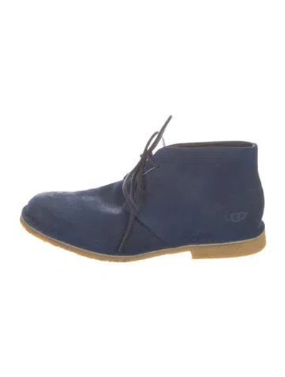 Pre-owned Ugg Suede Lace-up Boots In Blue