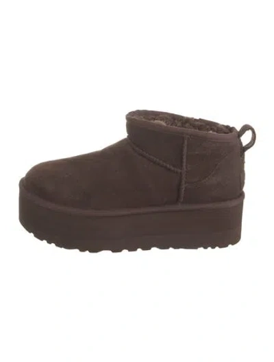 Pre-owned Ugg Suede Lace-up Boots In Brown