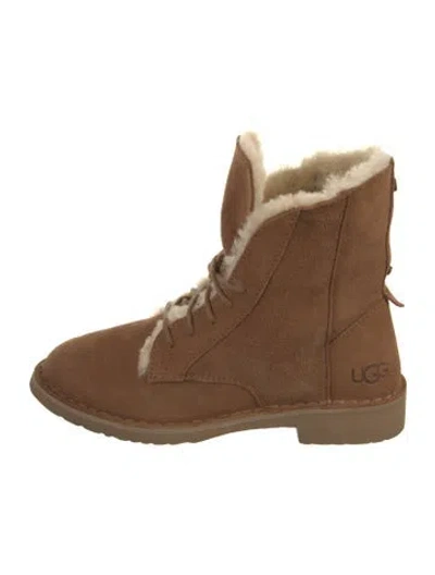 Pre-owned Ugg Suede Lace-up Boots In Brown