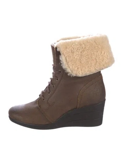 Pre-owned Ugg Suede Lace-up Boots In Brown