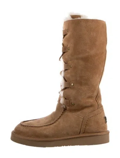 Pre-owned Ugg Suede Lace-up Boots In Brown