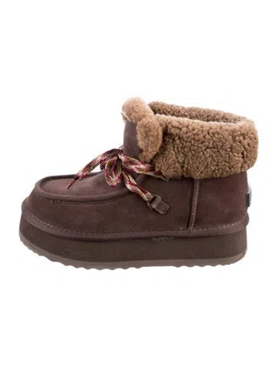 Pre-owned Ugg Suede Lace-up Boots In Brown