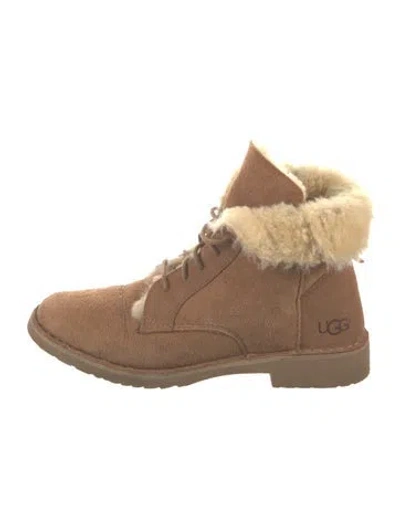 Pre-owned Ugg Suede Lace-up Boots In Brown/neutrals