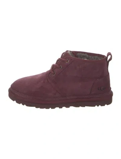 Pre-owned Ugg Suede Lace-up Boots In Burgundy