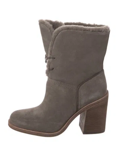 Pre-owned Ugg Suede Lace-up Boots In Gray