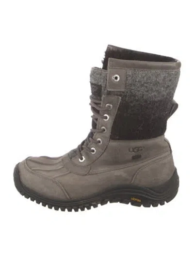 Pre-owned Ugg Suede Lace-up Boots In Gray