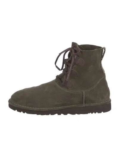 Pre-owned Ugg Suede Lace-up Boots In Green