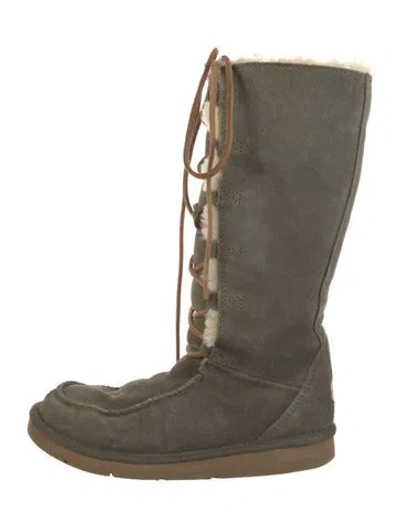 Pre-owned Ugg Suede Lace-up Boots In Green