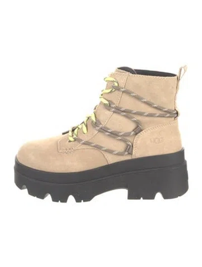 Pre-owned Ugg Suede Lace-up Boots In Neutrals