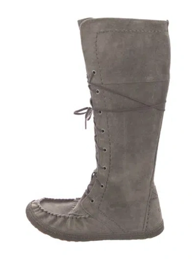 Pre-owned Ugg Suede Lace-up Boots In Neutrals