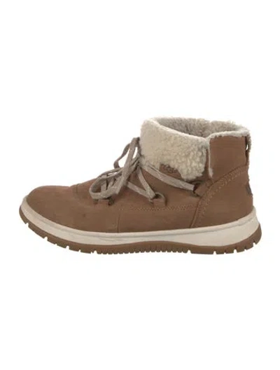 Pre-owned Ugg Suede Lace-up Boots In Neutrals