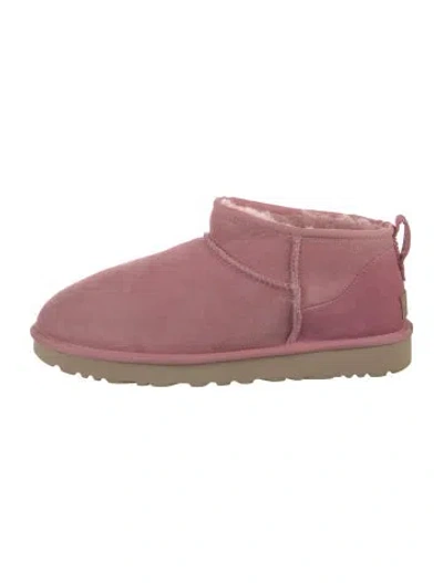 Pre-owned Ugg Suede Lace-up Boots In Pink