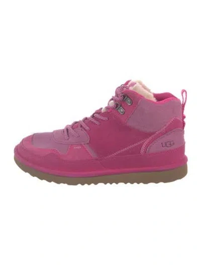 Pre-owned Ugg Suede Lace-up Boots In Pink