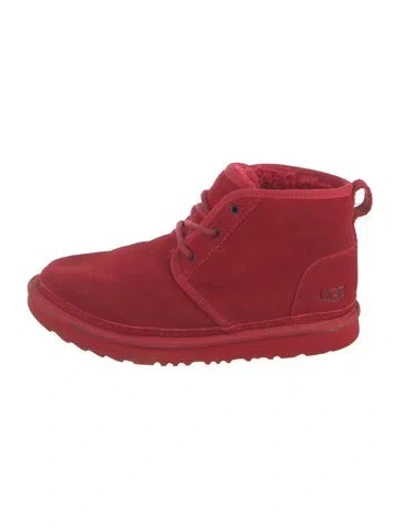 Pre-owned Ugg Suede Lace-up Boots In Red