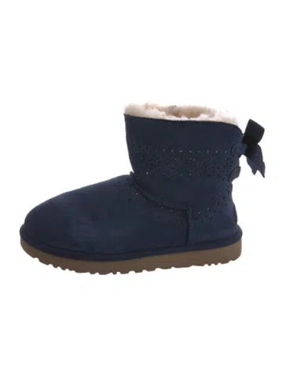 Pre-owned Ugg Suede Lasercut Accents Boots In Blue
