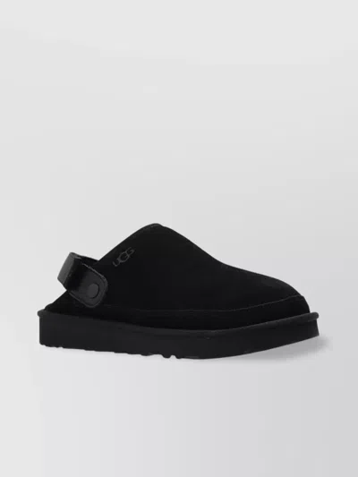 Ugg Suede Leather Slingback Clogs In Black