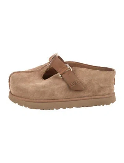 Pre-owned Ugg Suede Mary Jane Flats In Neutrals