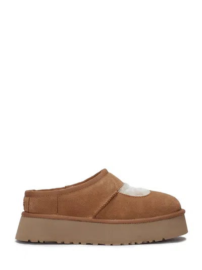 Ugg Suede Mary Jane Slippers With High Heel In Brown