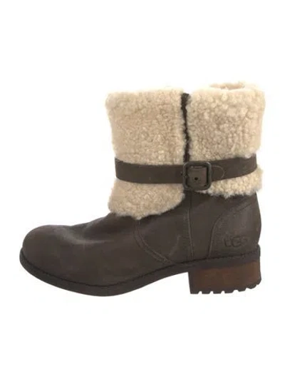 Pre-owned Ugg Suede Moto Boots In Brown