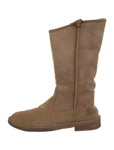 Pre-owned Ugg Suede Moto Boots In Brown