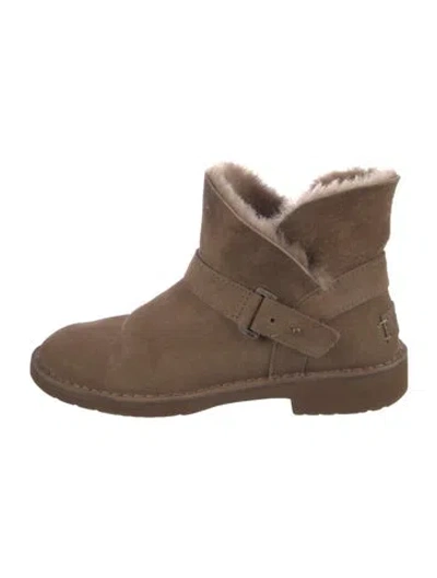 Pre-owned Ugg Suede Moto Boots In Brown