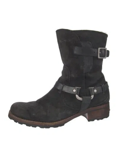 Pre-owned Ugg Suede Moto Boots In Multi