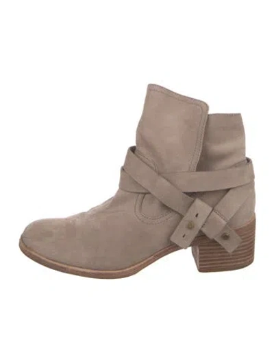 Pre-owned Ugg Suede Moto Boots In Neutral