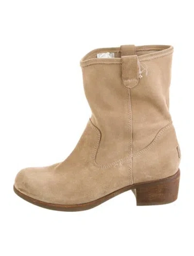 Pre-owned Ugg Suede Moto Boots In Neutral