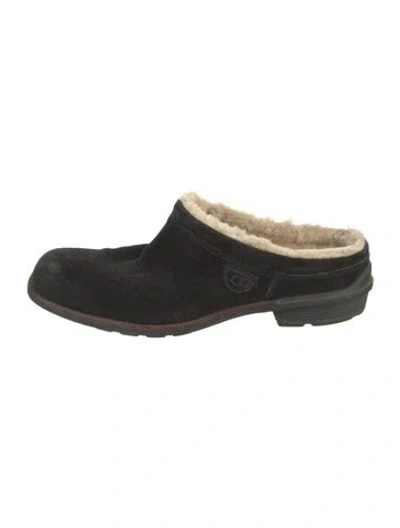 Pre-owned Ugg Suede Mules In Black