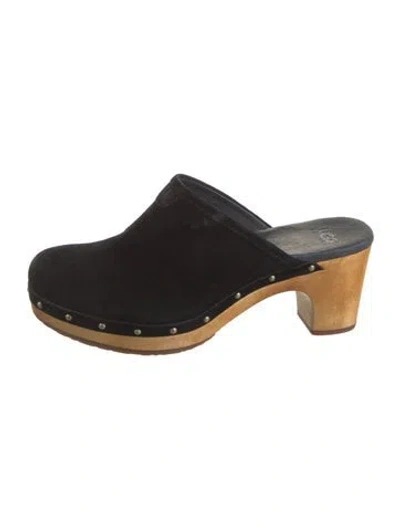 Pre-owned Ugg Suede Mules In Black