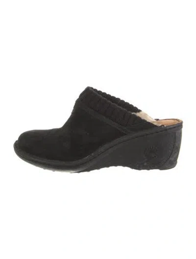 Pre-owned Ugg Suede Mules In Black