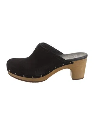 Pre-owned Ugg Suede Mules In Black