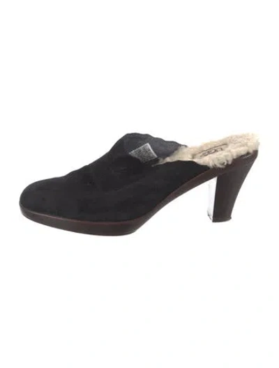 Pre-owned Ugg Suede Mules In Black