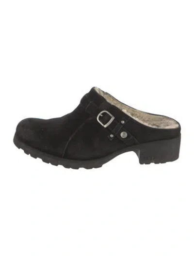 Pre-owned Ugg Suede Mules In Black