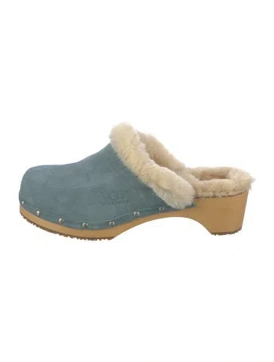 Pre-owned Ugg Suede Mules In Blue