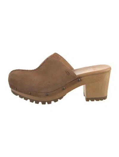 Pre-owned Ugg Suede Mules In Brown