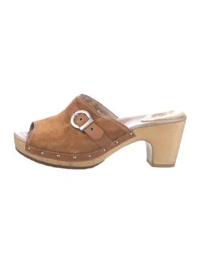 Pre-owned Ugg Suede Mules In Brown