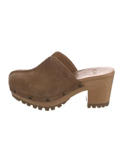Pre-owned Ugg Suede Mules In Brown