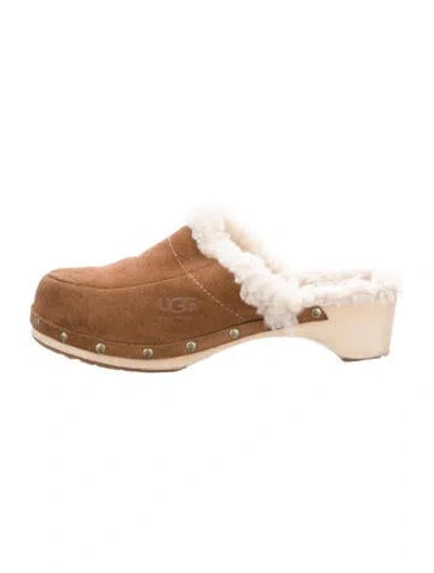 Pre-owned Ugg Suede Mules In Neutral