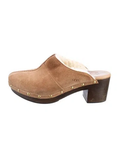 Pre-owned Ugg Suede Mules In Neutral