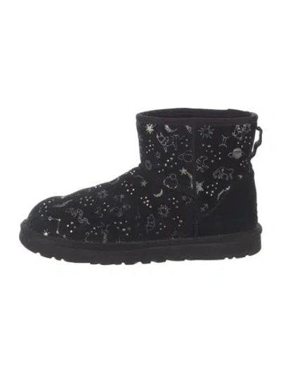 Pre-owned Ugg Suede Patterned Boots In Black