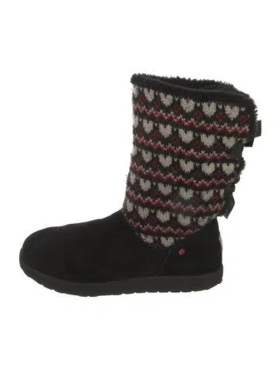 Pre-owned Ugg Suede Patterned Boots In Black